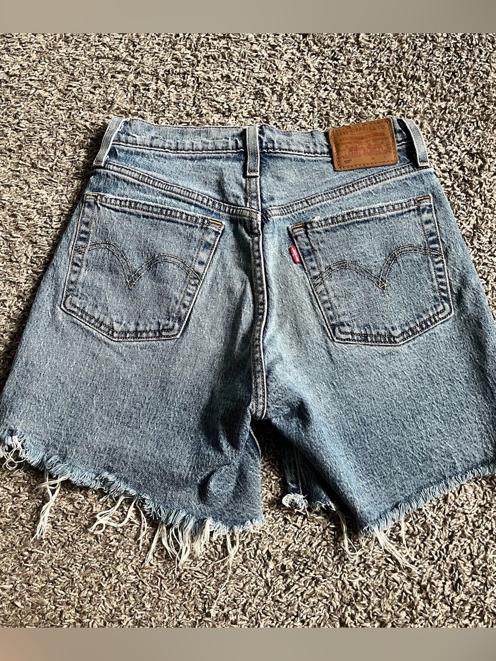 Levi's 501 Button Fly Cutoff Denim Shorts Distressed Size 26 High Wasited